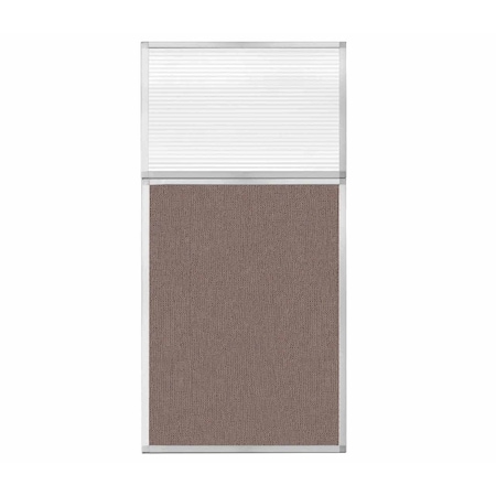 Hush Panel Configurable Cubicle Partition 3' X 6' W/ Window Latte Fabric Clear Fluted Window